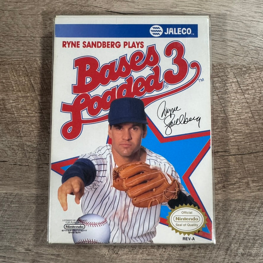 Bases Loaded 3 Ryne Sandberg (Nintendo, NES 1991) CIB & MINTY W/ Manual & Box!