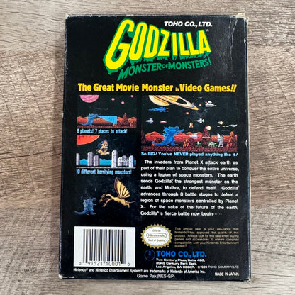 Godzilla: Monster of Monsters (Nintendo, NES 1989)🔥W/ CLEAN Box & Cart!🔥