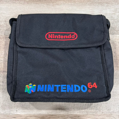 Original Nintendo 64 Carrying Travel Tote Bag Soft Case Nice! Black Embroidered