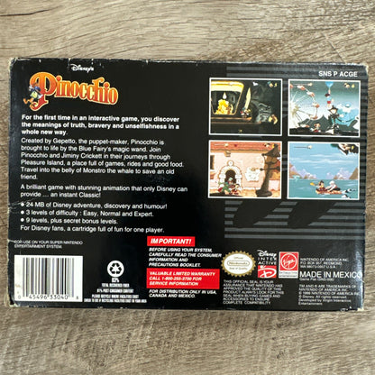 DISNEY'S PINOCCHIO (SNES Super NES Nintendo) Complete CIB