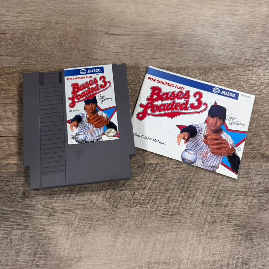 Bases Loaded 3 Ryne Sandberg (Nintendo, NES 1991) CIB & MINTY W/ Manual & Box!