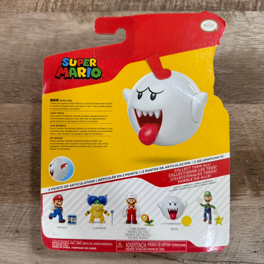 World of Nintendo Super Mario - Boo Action Figure (WITH COIN) Brand New & Sealed