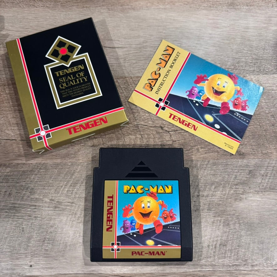 Pac-Man [Tengen] (Nintendo, NES) Complete W/ Nice Box, Minty Cart & LONG Manual!