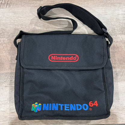 Original Nintendo 64 Carrying Travel Tote Bag Soft Case Nice! Black Embroidered