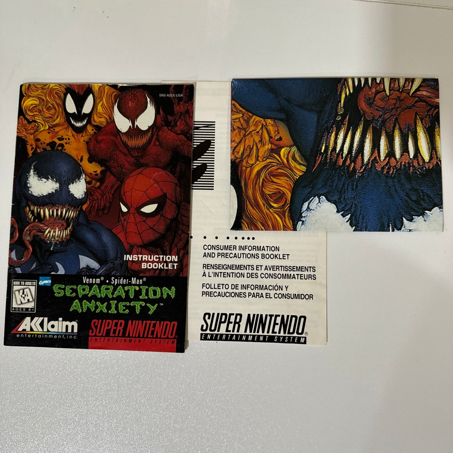 Venom Spider-Man Separation Anxiety -SNES Nintendo - Authentic CIB W/ Poster 🔥