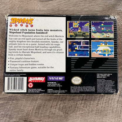 Spanky's Quest (Super Nintendo System, SNES 1992) W/ Game, Box And Manual!