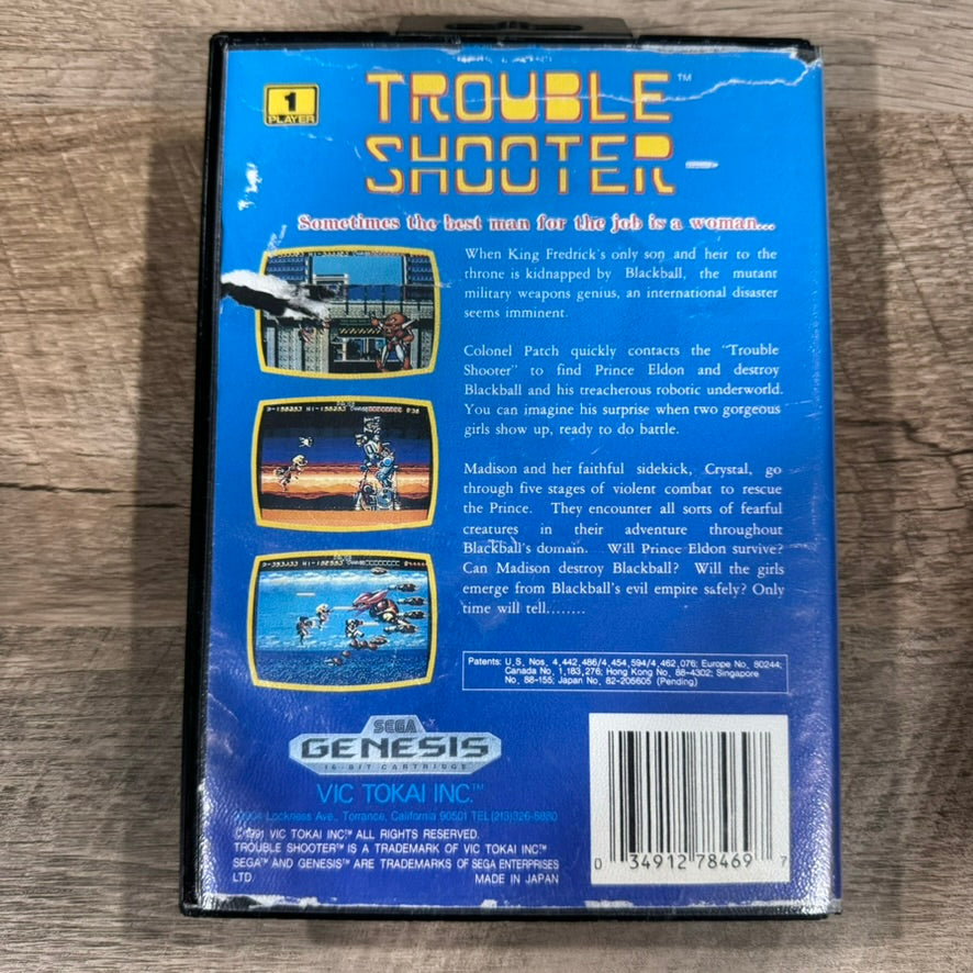 Trouble Shooter (Sega Genesis) RARE W/ MINT CART & Case! READ