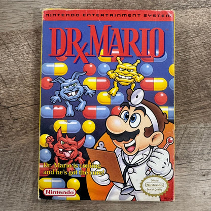 Dr. Mario (Nintendo, NES 1990) CIB W/ Car, Box, Manual & Poster! NICE COPY!