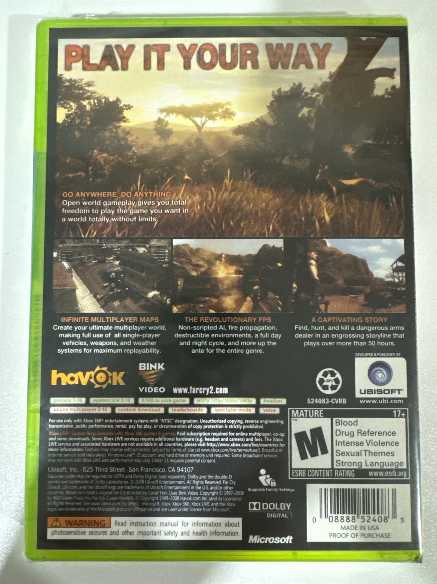 Far Cry 2 (Microsoft Xbox 360, 2008) Beautiful Sealed Game