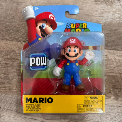 World of Nintendo Super Mario - Mario W/ Pow Block 4" Figure Brand New & Sealed!