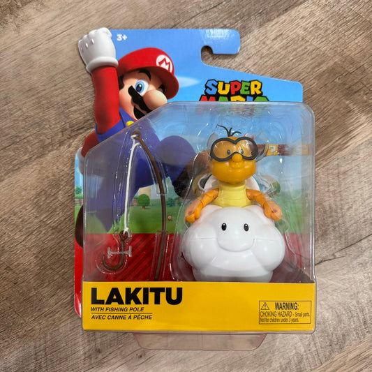 Super Mario - Lakitu With Fishing Pole 4 Inch Jakks Pacific Brand New & Sealed!