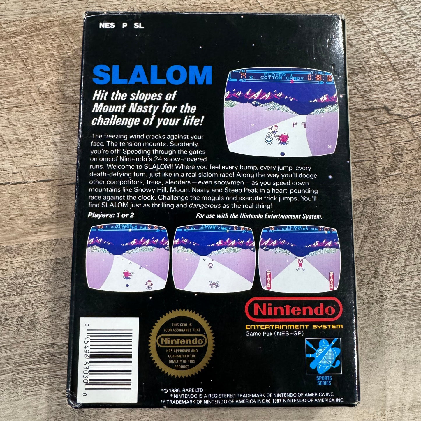 Slalom (Nintendo NES, 1986)🔥5-Screw Variant! Black Box CIB Game W/ Manual CLEAN