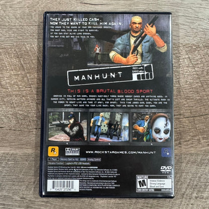 Manhunt (Sony PlayStation 2, PS2 2003) CIB W/ Disc, Manual & Case!