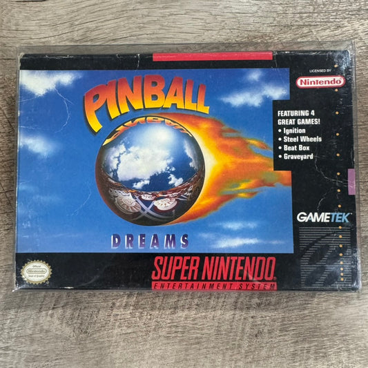 Pinball Dreams (Super Nintendo, SNES 1994) W/ Nice Box & Minty Poster!