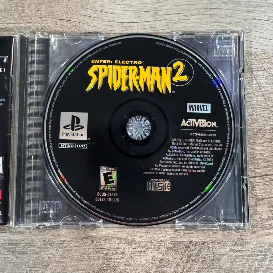 Spider-Man 2 Enter Electro (Sony Playstation, PS1 2001) CLEAN CIB W/ Reg Card!