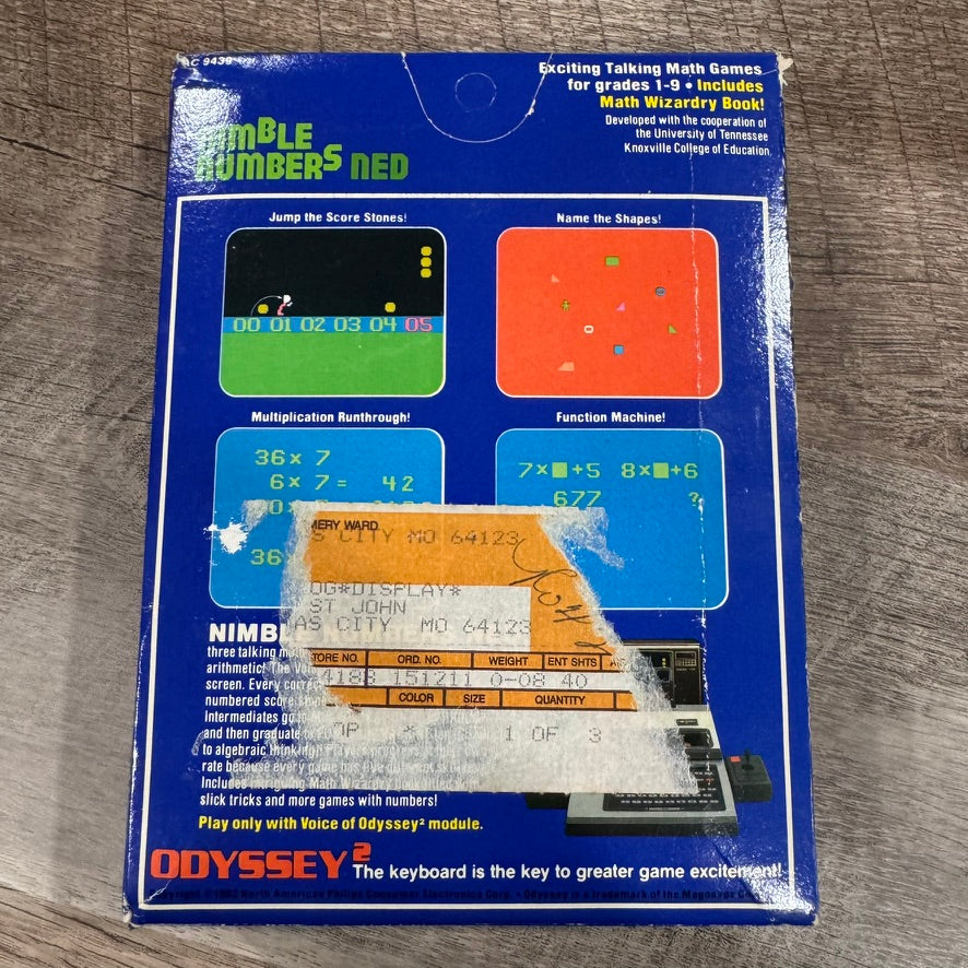 Nimble Numbers Ned (Magnavox Odyssey 2, 1982) CIB W/ Math Wizardry Book! CLEAN!