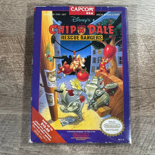 Chip 'n Dale Rescue Rangers (Nintendo, NES 1990) BEAUTIFUL CIB W/ Minty Cart!