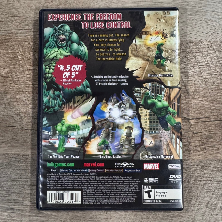 Incredible Hulk: Ultimate Destruction (Sony PlayStation 2, PS2 2005) CIB & NM+