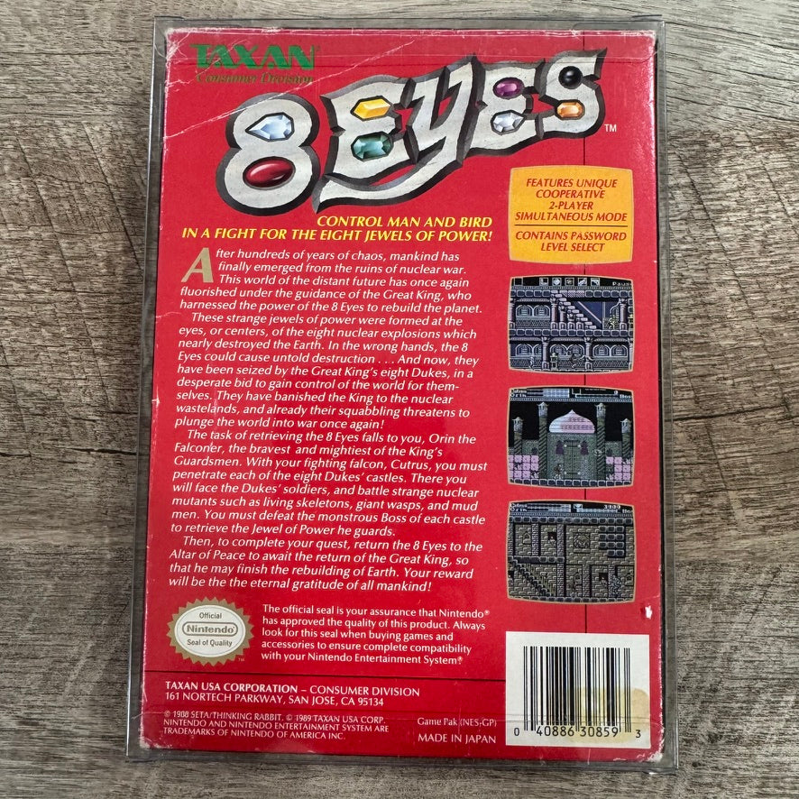 8 Eyes (Nintendo, NES 1989) Nice Authentic CIB Copy W/ Box, Manual & Cart!