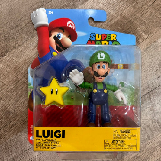 World of Nintendo Super Mario - Luigi With Super Star Jakks Pacific Figure New!