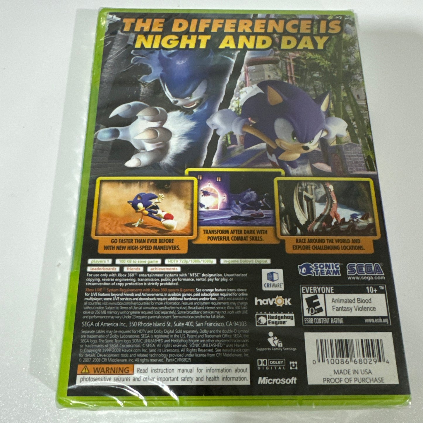 Sonic Unleashed (Microsoft Xbox 360, 2008) BRAND NEW SEALED