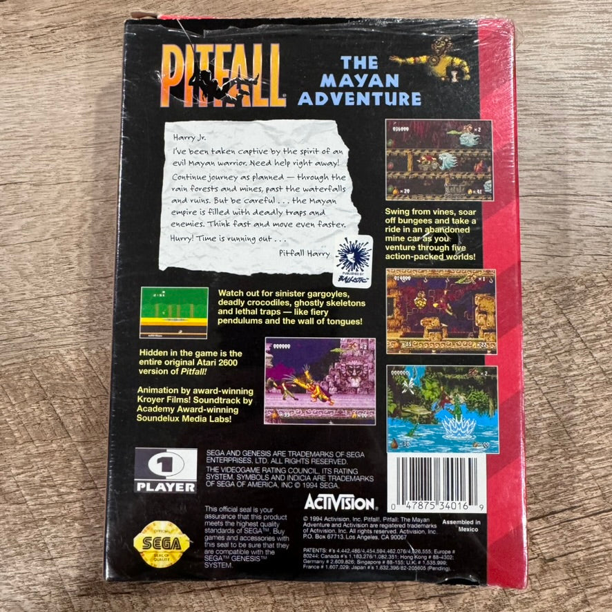 Pitfall: The Mayan Adventure (Sega Genesis,1994) CIB Cardboard Still Has SEAL!🦭