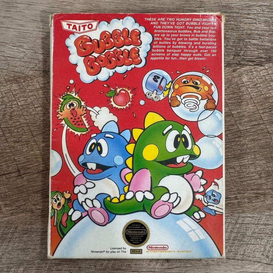 Bubble Bobble (Nintendo Entertainment System, NES 1988) CIB W/ Cart, Manual+