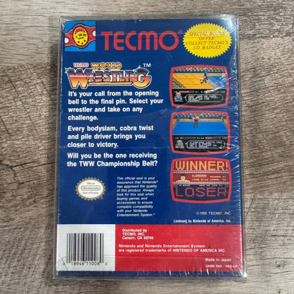 Tecmo World Wrestling (Nintendo NES, 1990) W/ Box Still In Plastic & Minty Cart!