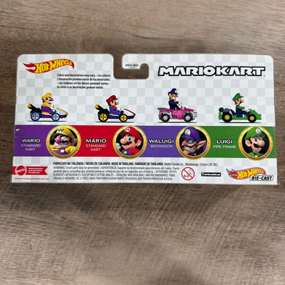 Mario Kart Hot Wheels Diecast Vehicles 4 Pack: Mario Luigi Wario Waluigi SEALED!