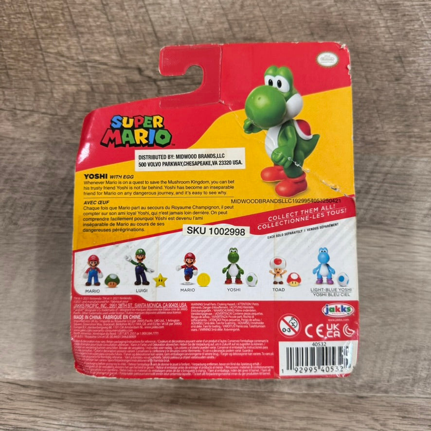 Jakks Pacific Nintendo Super Mario Green Yoshi w/ Green Egg Action Figure Toy 4"