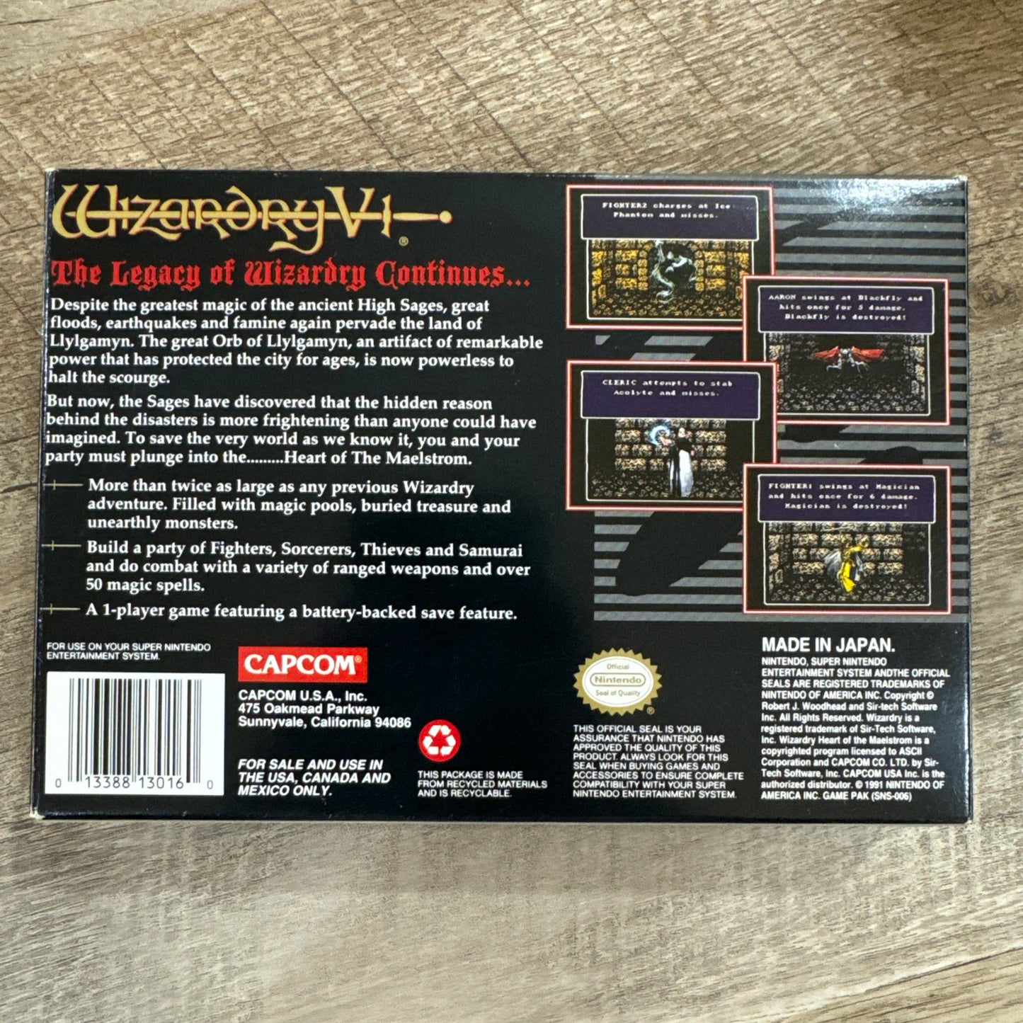 Wizardry VI Heart Of The Maelstrom (SNES, 1994) CIB NM CRISPY Copy & Authentic!