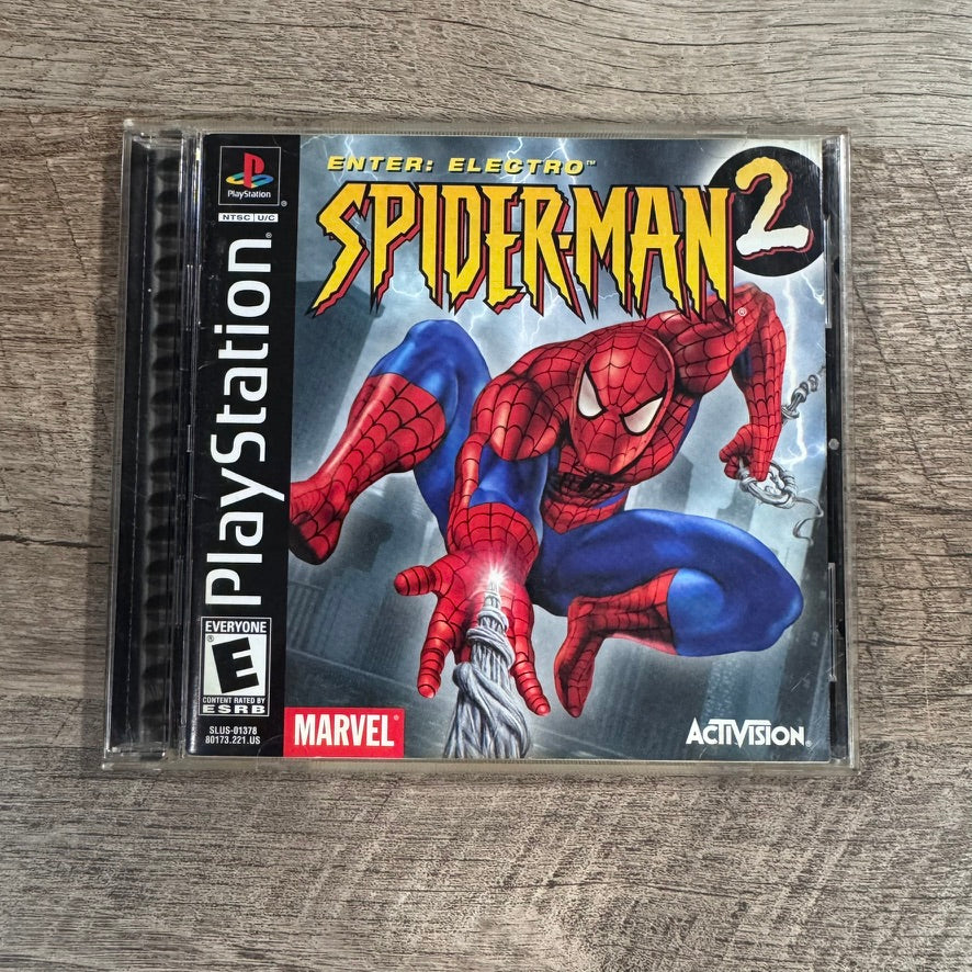 Spider-Man 2 Enter Electro (Sony Playstation, PS1 2001) CLEAN CIB W/ Reg Card!