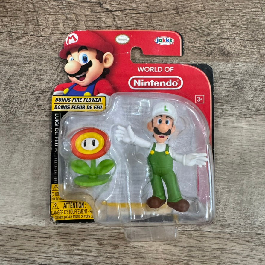 World of Nintendo Jakks Super Mario Luigi W/ Bonus Fire Flower Collectible Toy