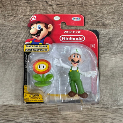 World of Nintendo Jakks Super Mario Luigi W/ Bonus Fire Flower Collectible Toy