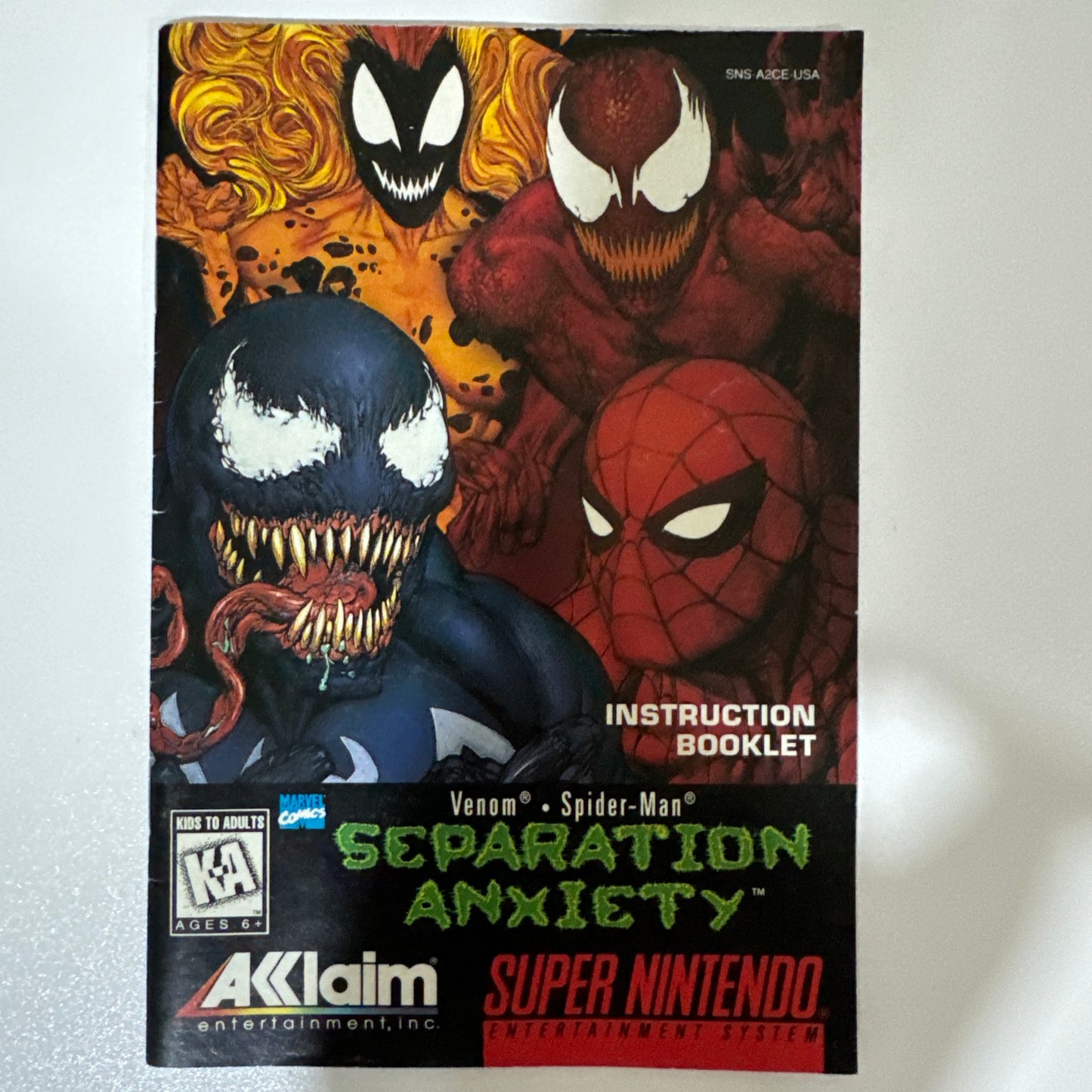 Venom Spider-Man Separation Anxiety -SNES Nintendo - Authentic CIB W/ Poster 🔥