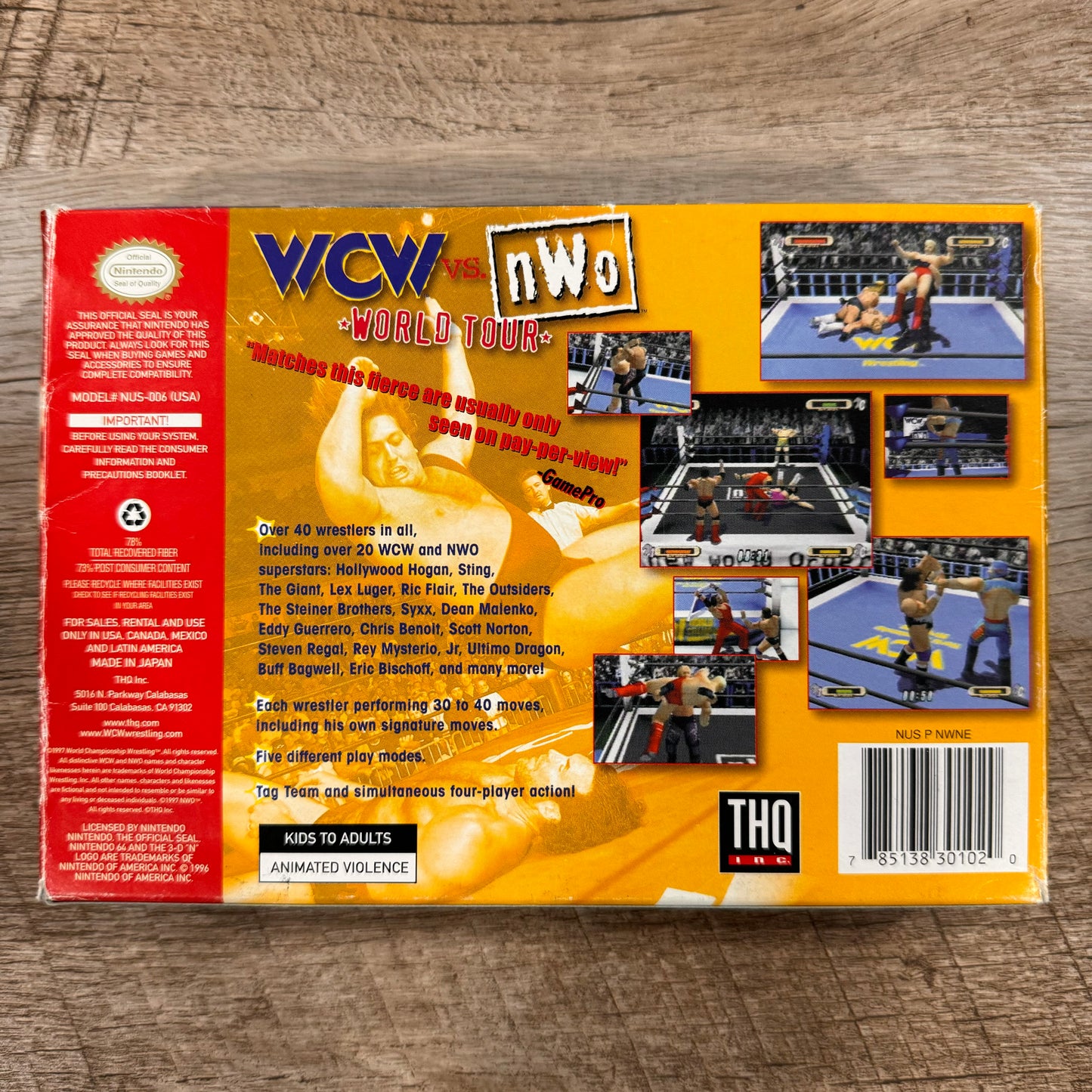 WCW VS NWO World Tour (Nintendo 64, N64 1996) CIB Copy 🔥 W/ Manual & Box! 🔥