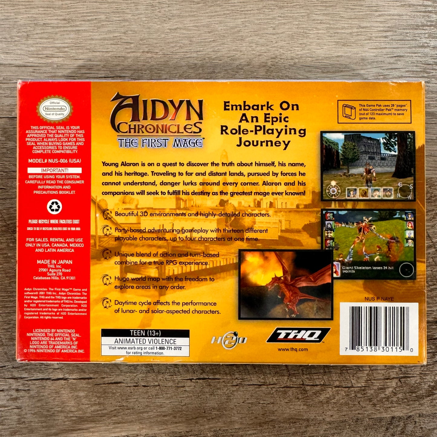 Aidyn Chronicles: The First Mage (Nintendo 64, 2001) Box Manual Complete CIB N64