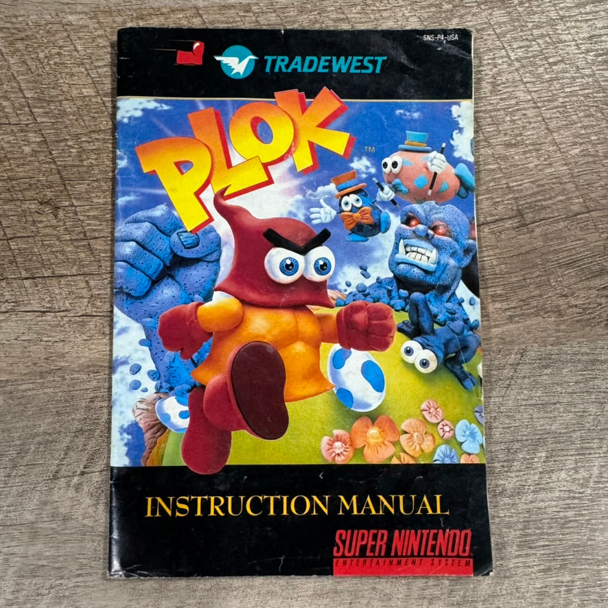 Plok (Super Nintendo, SNES 1993) Complete W/ Nice Box, Crispy Cart & Manual!