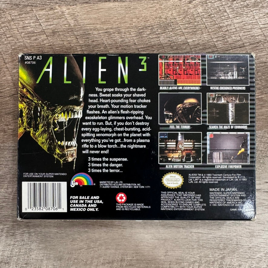 Alien 3 (Nintendo SNES, 1993) Complete w/ Manual, Box & Cart TESTED & Authentic