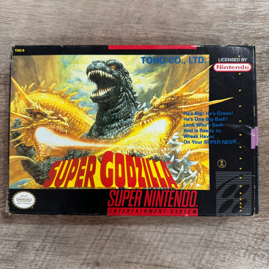 Super Godzilla (Super Nintendo, SNES 1993)🔥CIB W/Box, Manual & Reg Card!🔥