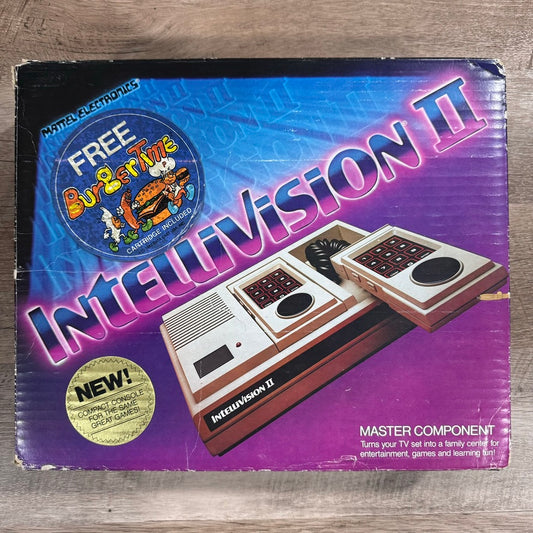 Mattel Intellivision II Console IN BOX W/ BURGERTIME STICKER & More! Very Clean!