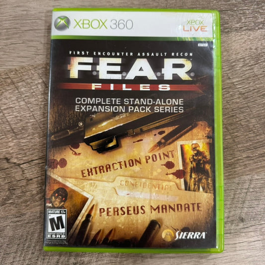 F.E.A.R. Files (Microsoft Xbox 360, 2007) CIB Complete W/ Clean Manual & Disc!