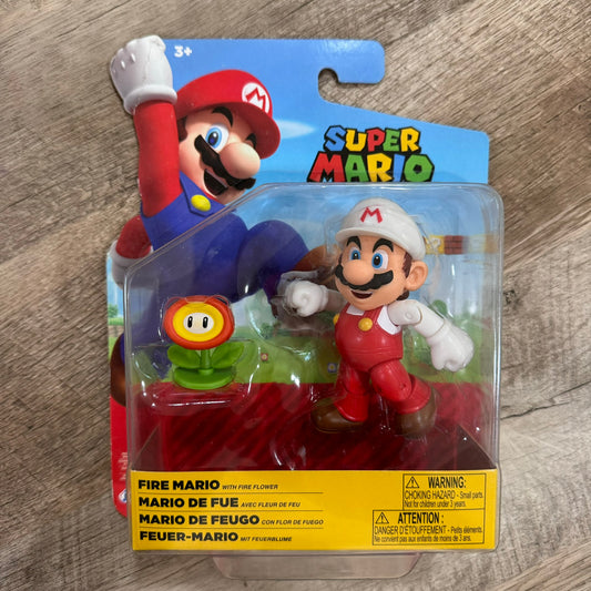 World of Nintendo Super Mario - Fire Mario With Fire Flower Jakks Figure Sealed!