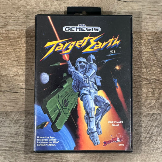 Target Earth (Sega Genesis, 1990) CIB W/ Manual & Hangtab Case Very Clean!